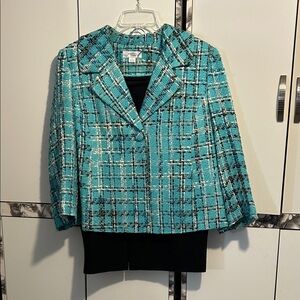 Teal and Black 2pc Plaid Jacket and Skirt